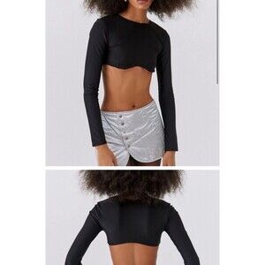 Out From Under Utra Cropped Top XL with underwire support Black long sleeve sexy